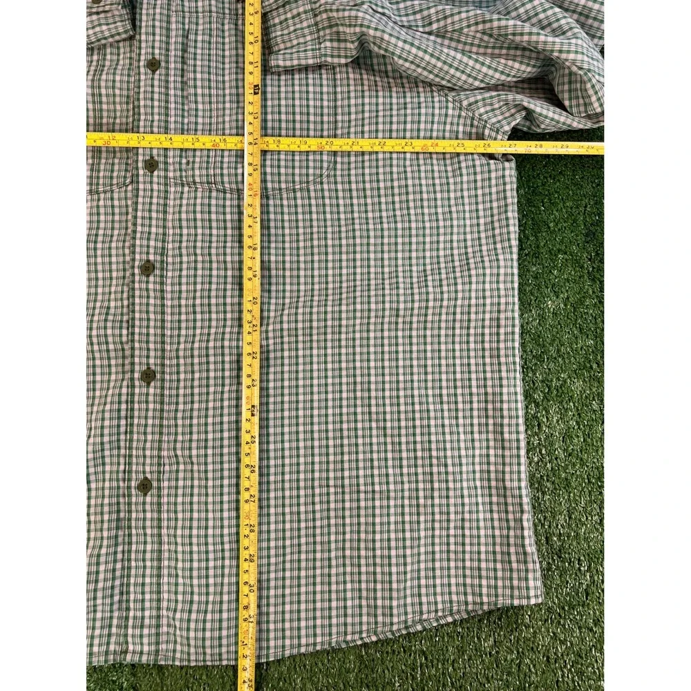 The North Face Mens XXL Green Gingham Plaid Long Sleeve Hiking Button Down Shirt